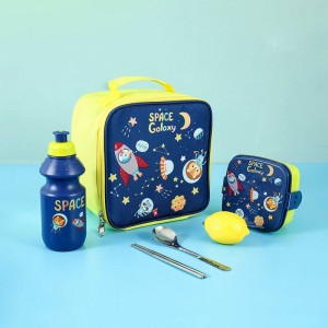 TRUST-U Square insulated kids lunch bag Cartoon Unicorn Space Print cute lunch box bag aluminum foil bento bag