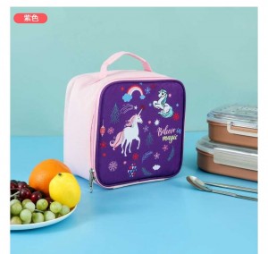 TRUST-U Square insulated kids lunch bag Cartoon Unicorn Space Print cute lunch box bag aluminum foil bento bag