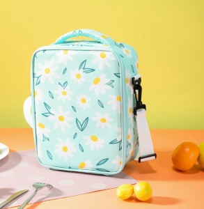 TRUST-U Children’s crossbody lunch bag Printed Oxford cloth with rice insulated aluminum foil portable school lunch bag