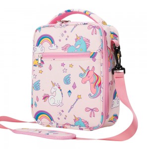 TRUST-U Crossbody Unicorn print thermal student lunch bag with children’s cartoon design portable cross-border bento bag