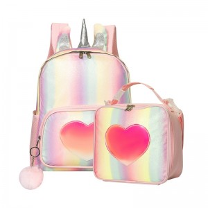 TRUST-U New cross-border unicorn children’s school bag lunch bag set student female pink cartoon backpack thermal ice bag