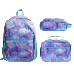 TRUST-U Student backpack portable thermal lunch bag pen bag with the same print