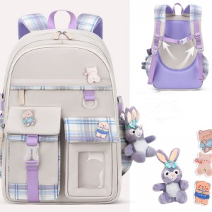 TRUST-U Schoolbag for primary school girls 1-3-6 grade cartoon schoolbag Gradient schoolbag for girls Light backpack for children