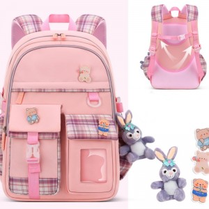 TRUST-U Schoolbag for primary school girls 1-3-6 grade cartoon schoolbag Gradient schoolbag for girls Light backpack for children