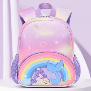 TRUST-U Kindergarten schoolbag cartoon cute girl backpack gradient color rainbow small schoolbag mini baby backpack